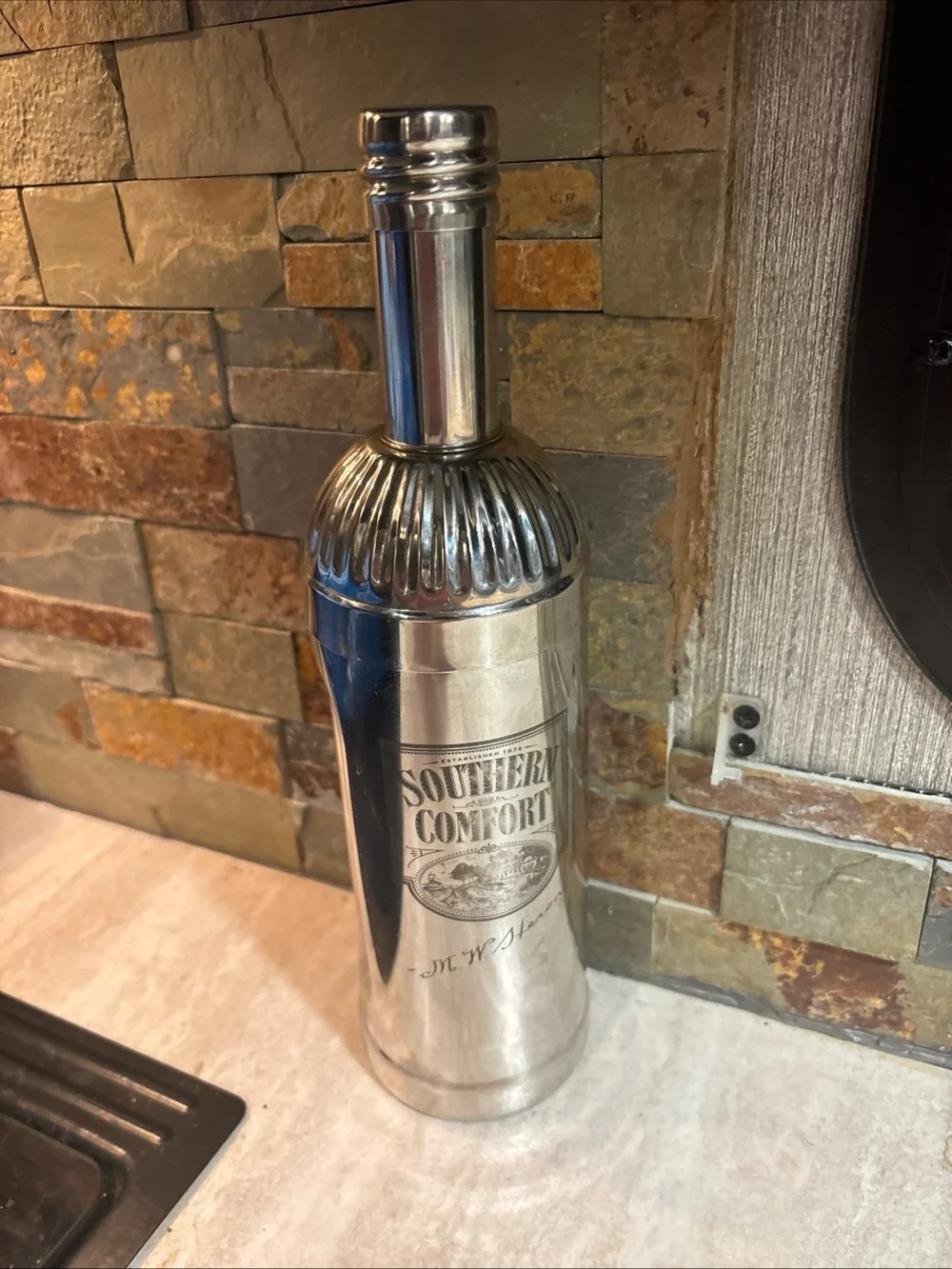 Southern Comfort Metal Cocktail Bottle Shaped Shaker  M.W. Heron's Vintage